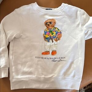 Ralph Lauren White Sweatshirt with Colorful Polo Bear